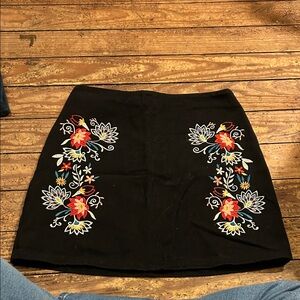 Embroidered Black Skirt